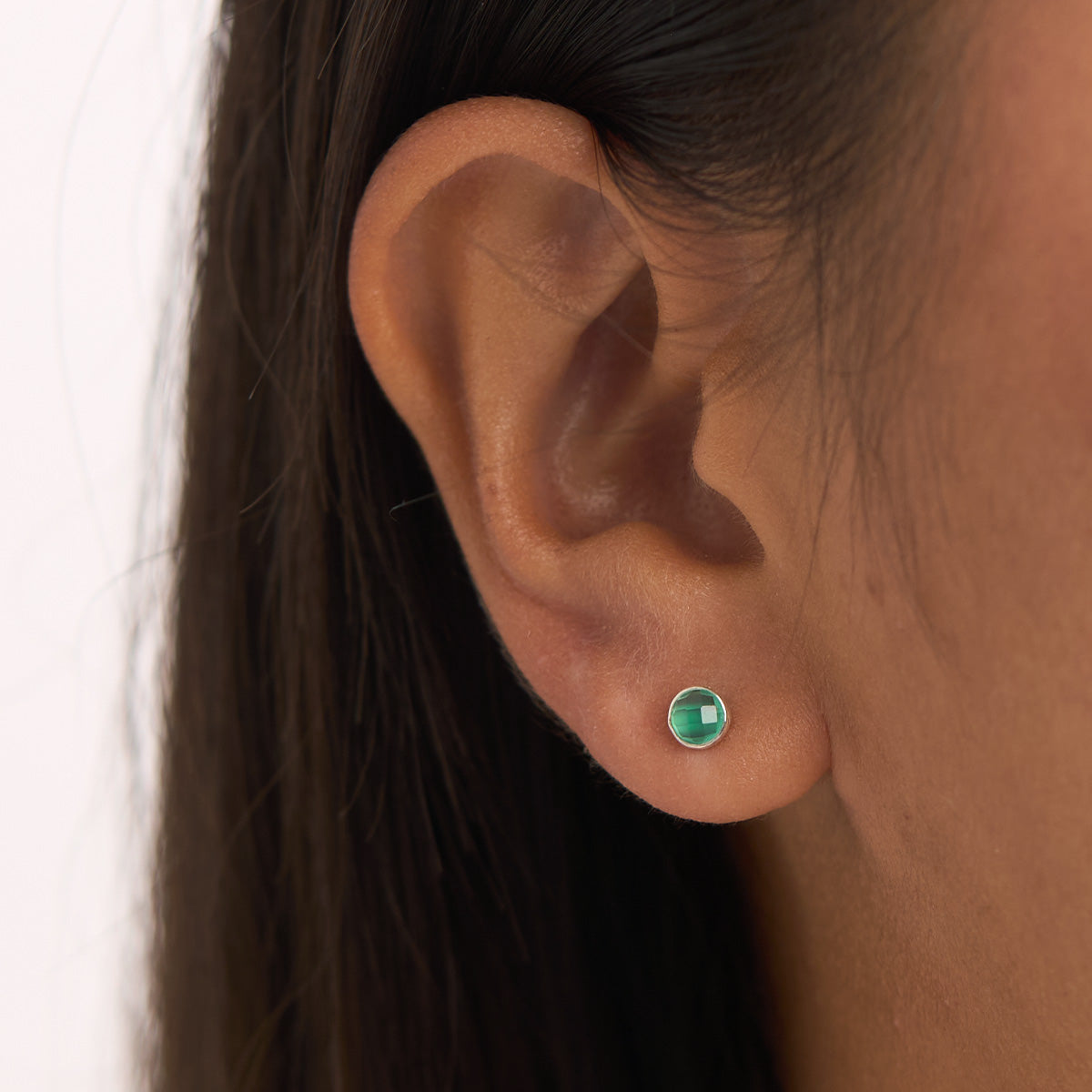 Dainty Round Green Onyx Studs