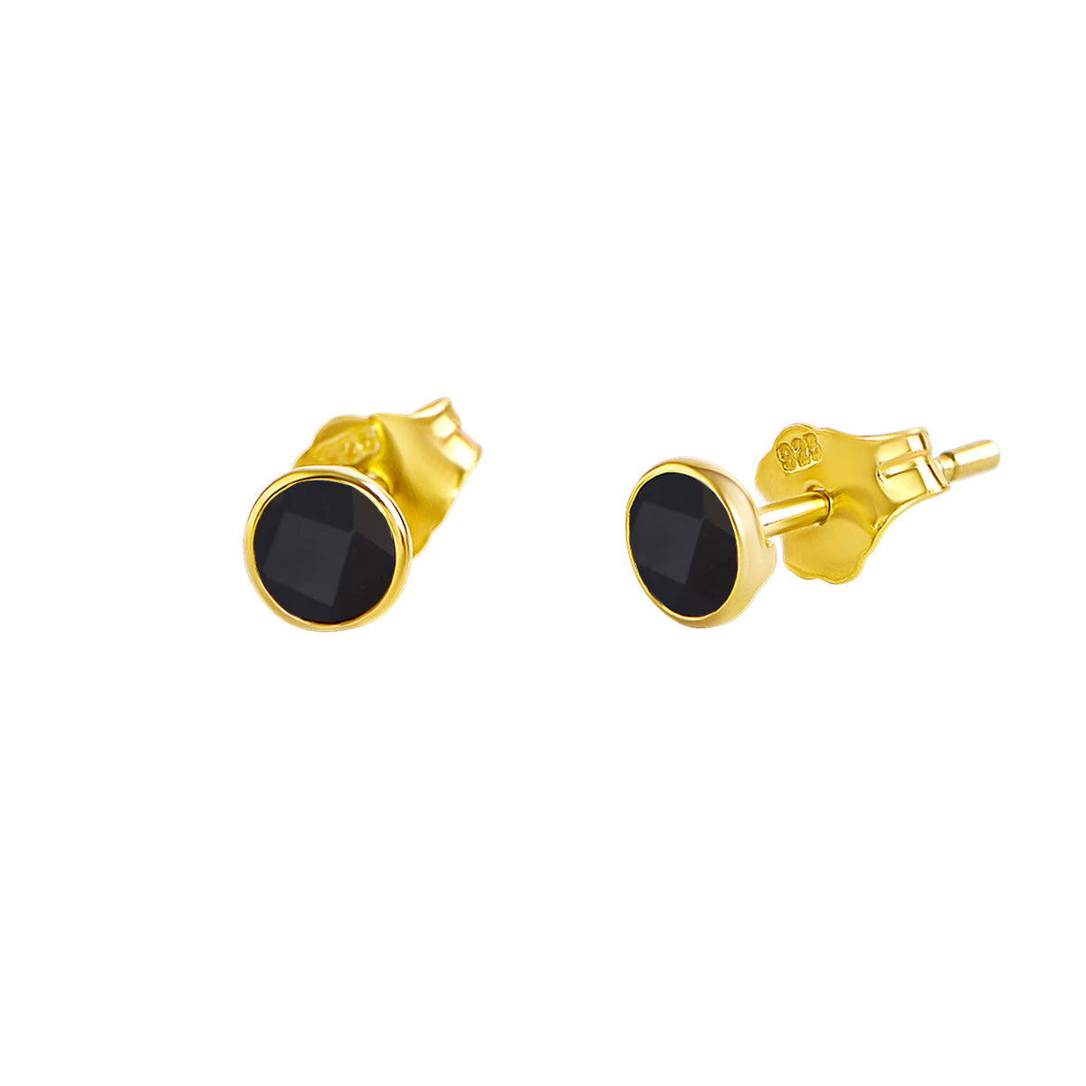 Dainty Round Onyx Gold Studs