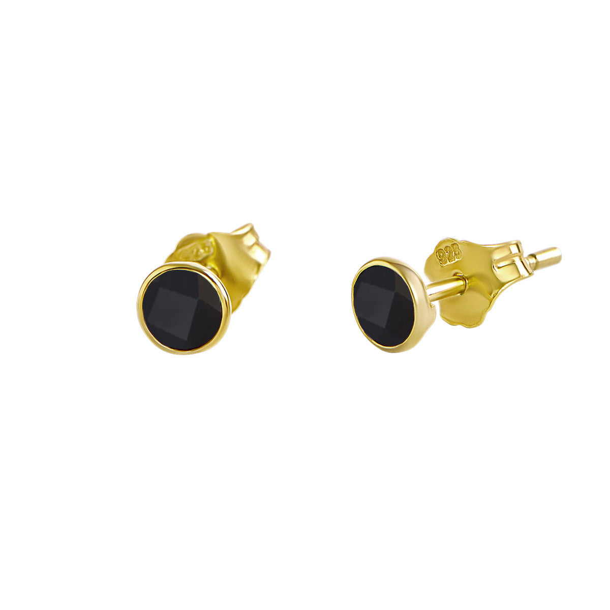 Dainty Round Onyx Gold Studs