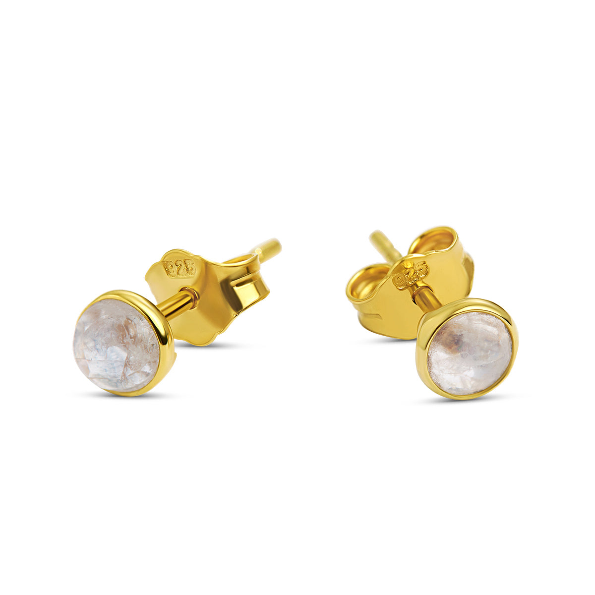 Dainty Round Moonstone Gold Studs