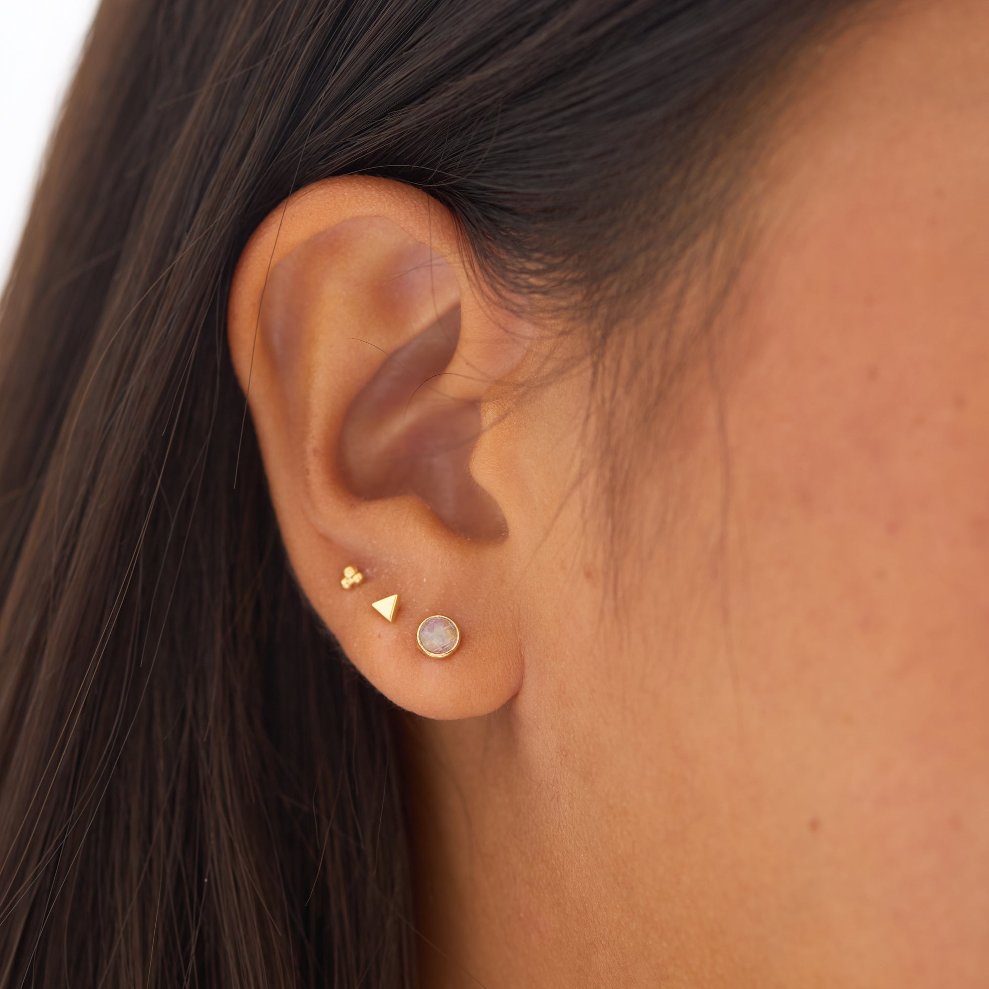 Dainty Round Moonstone Gold Studs