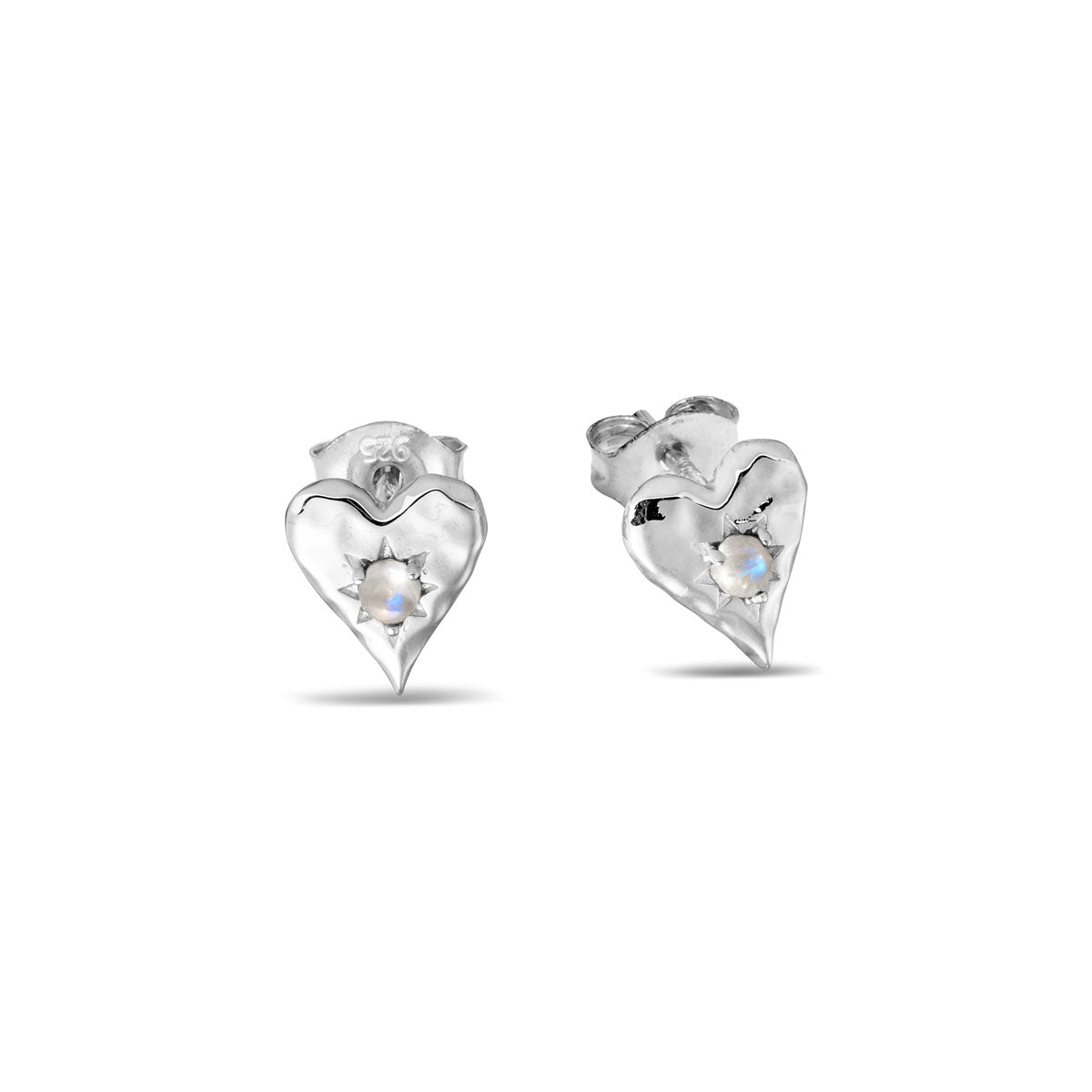 Love Heart Moonstone Studs