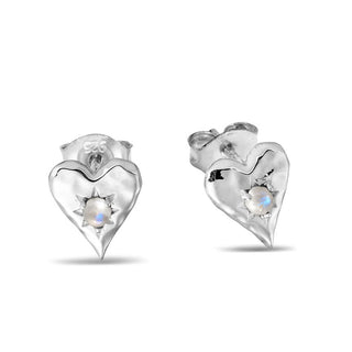 Love Heart Moonstone Studs