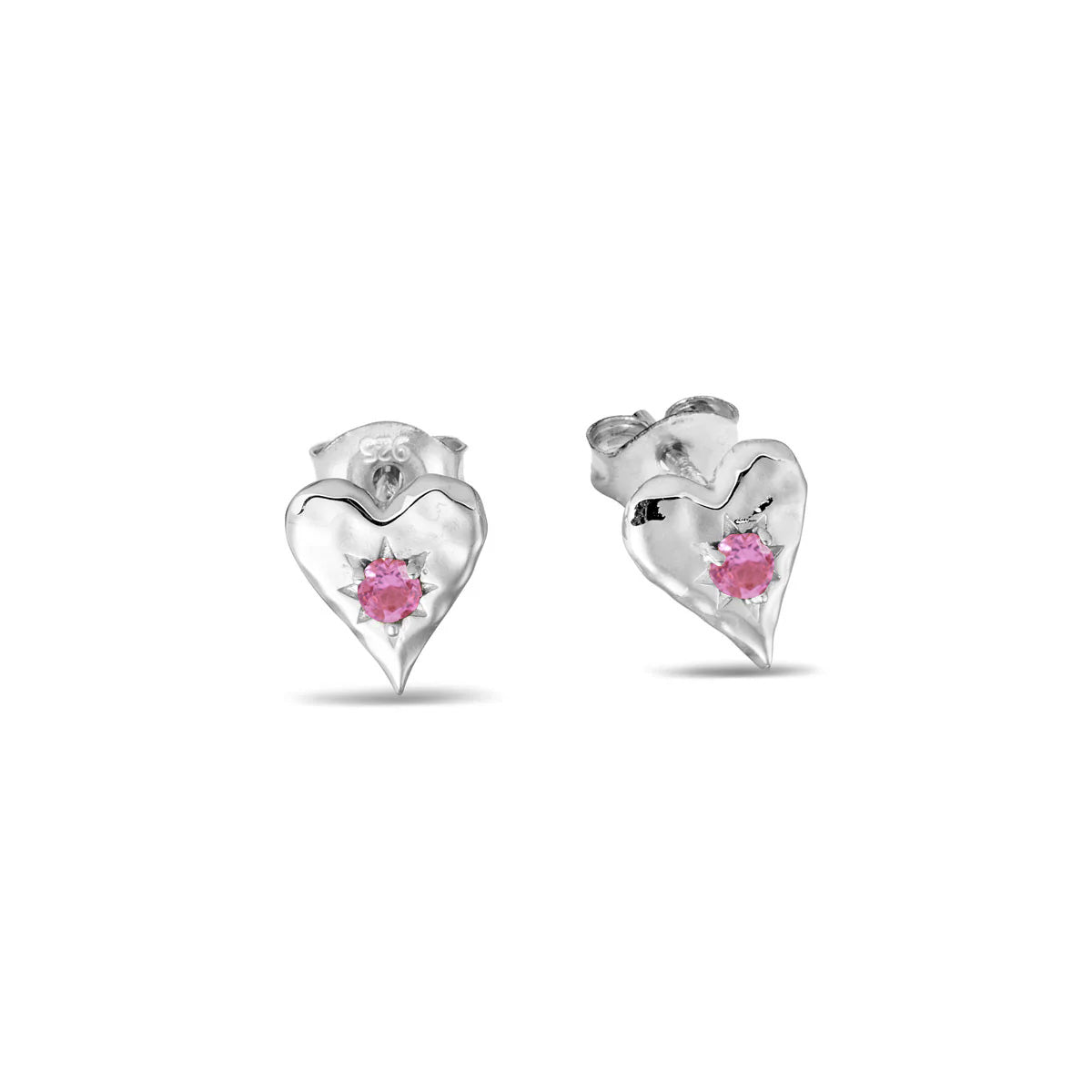 Love Heart Pink Tourmaline Studs