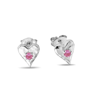 Love Heart Pink Tourmaline Studs