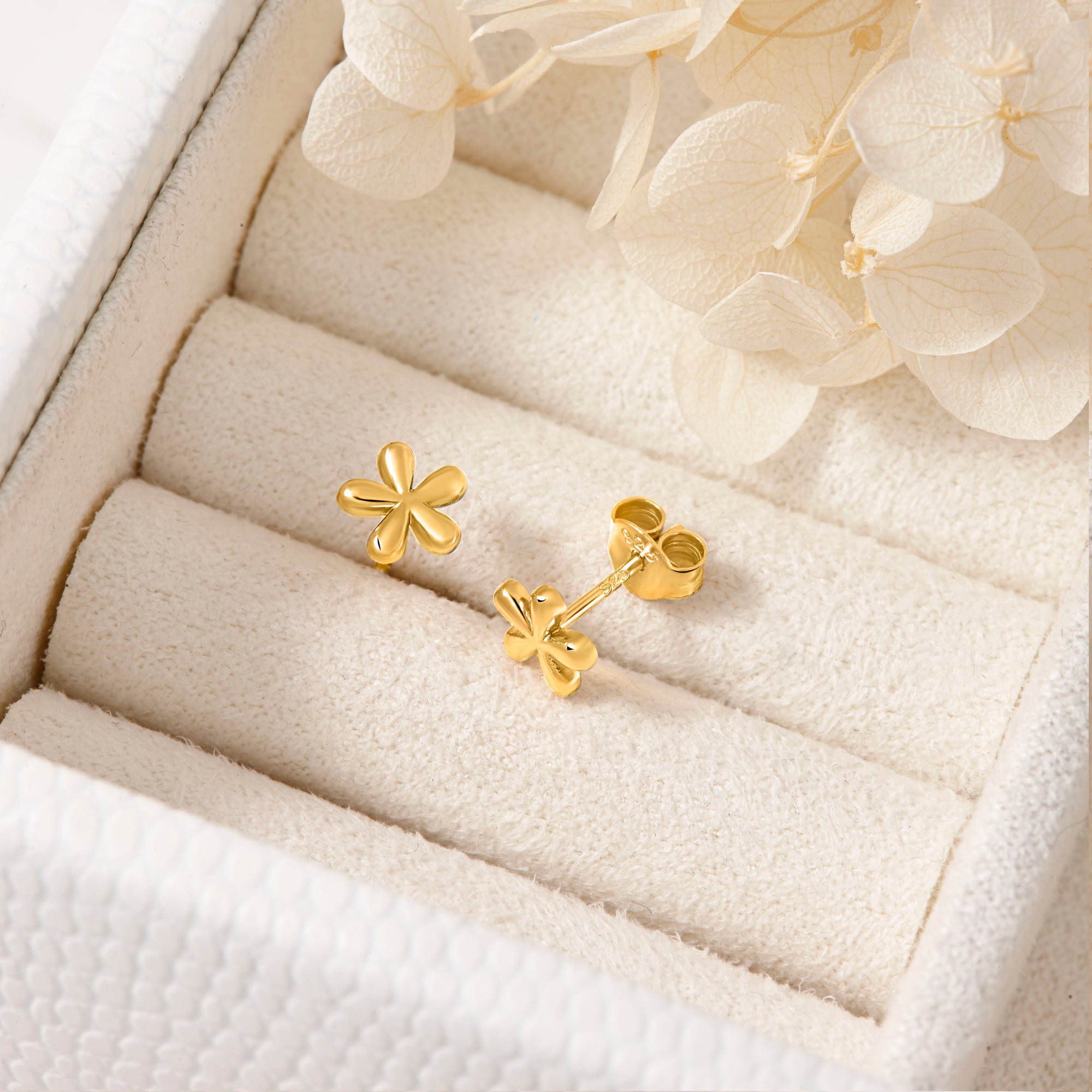 Periwinkle Flower Gold Studs