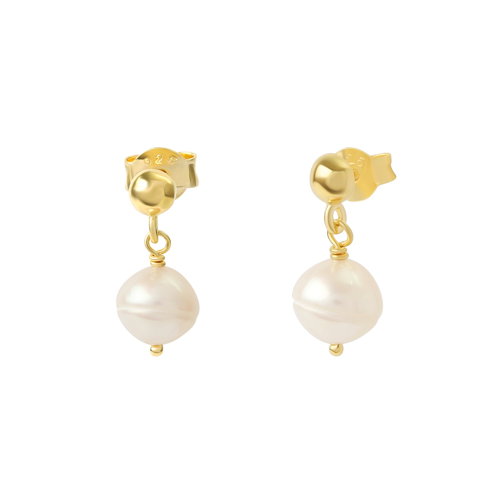 Pearl Drop Studs Gold