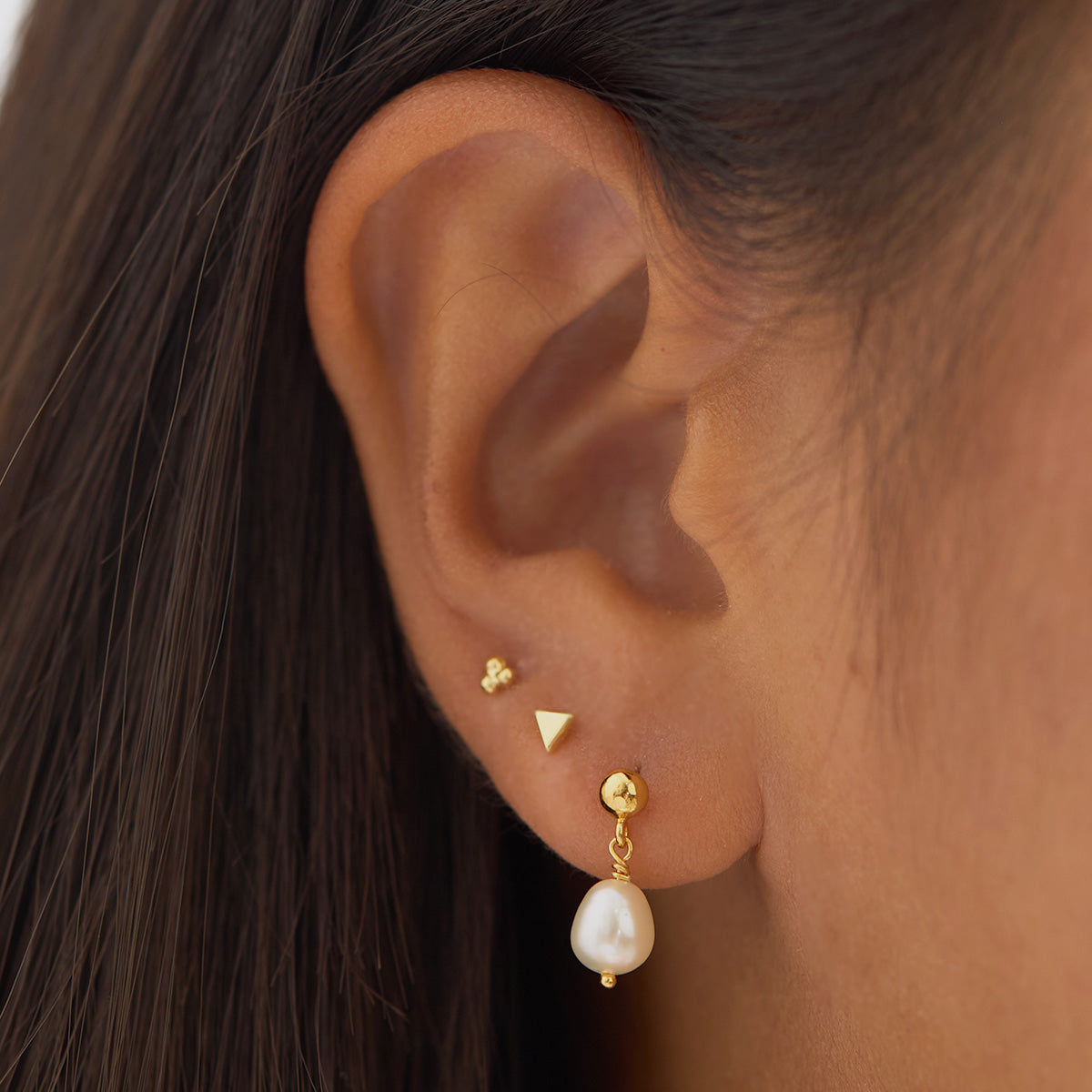 Pearl Drop Studs Gold