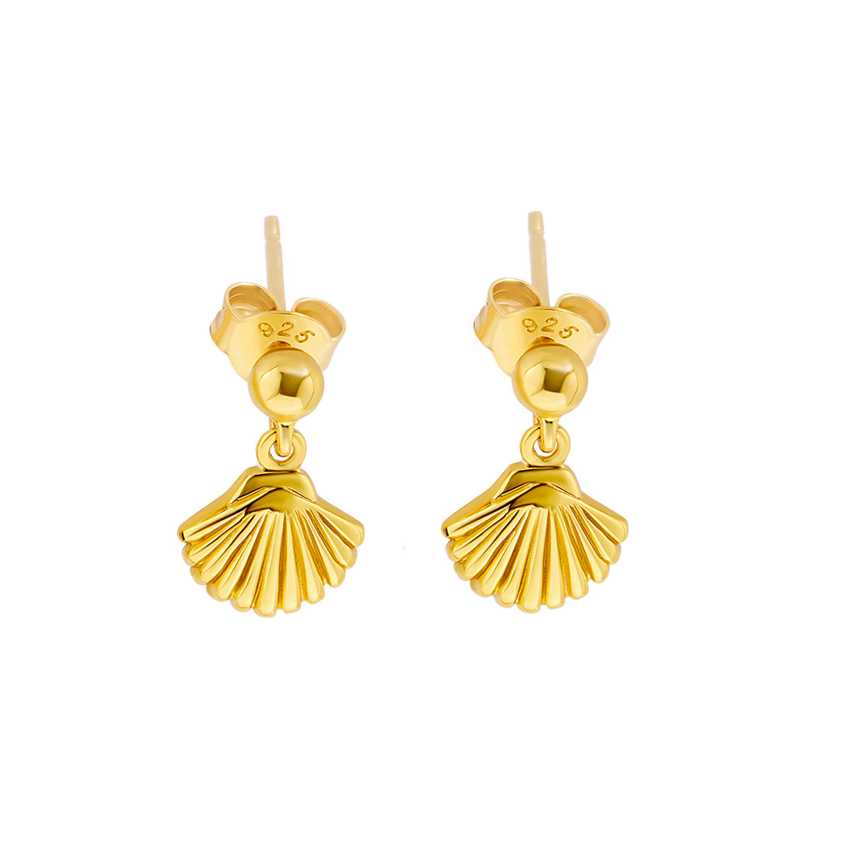 Seashell Drop Studs Gold
