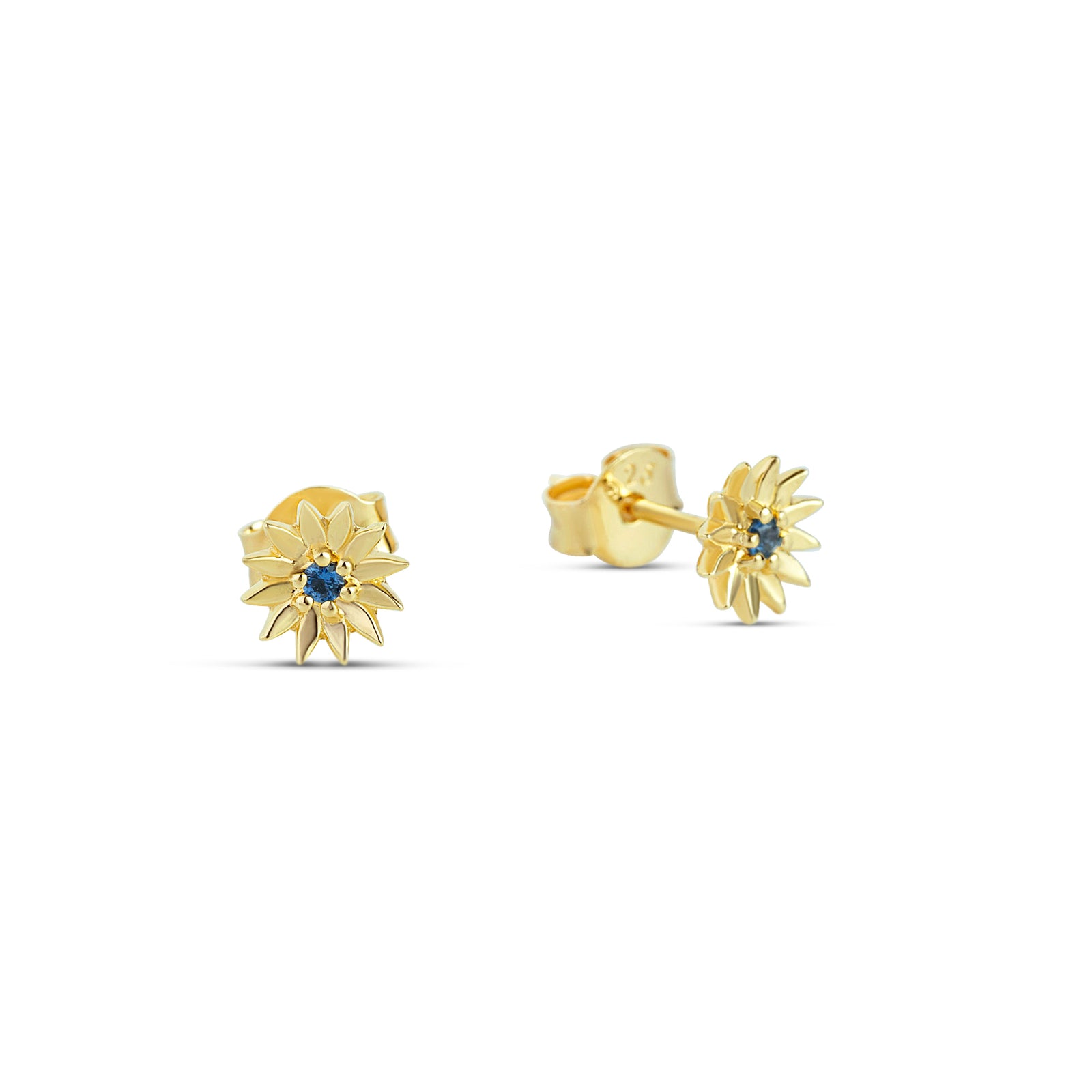 Daisy Sapphire Studs Gold