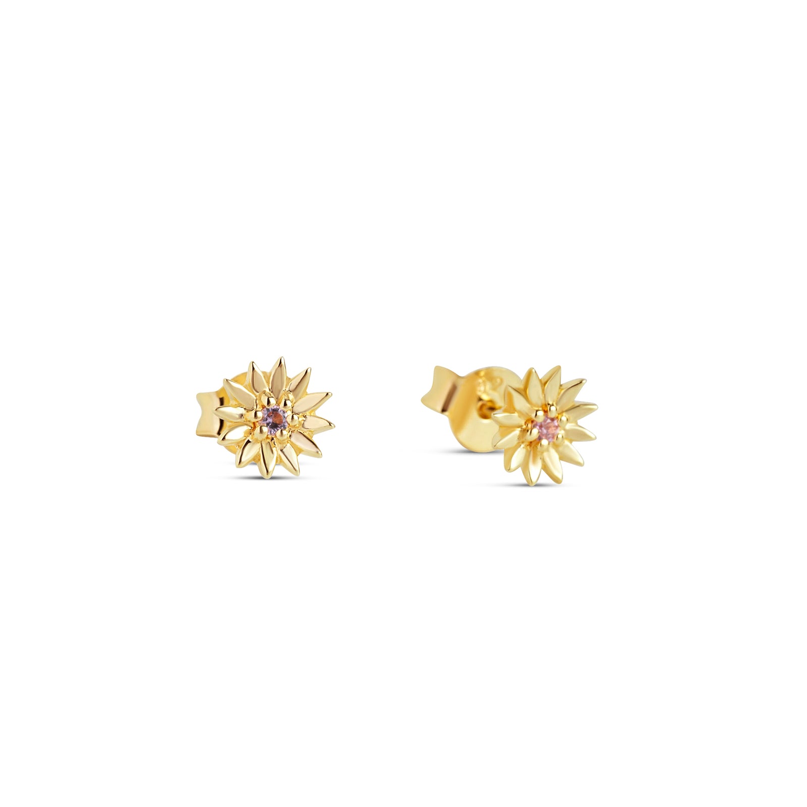 Daisy Pink Tourmaline Studs Gold