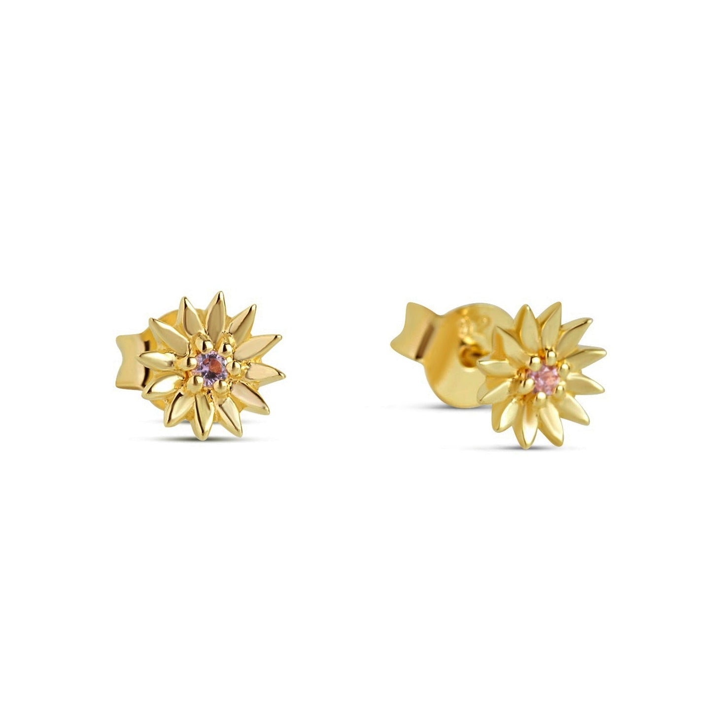 Daisy Pink Tourmaline Studs Gold