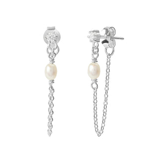 Chained Pearl Studs