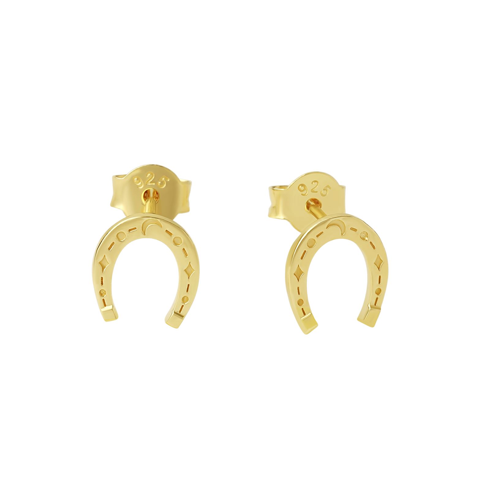 Lucky Horseshoe Studs Gold