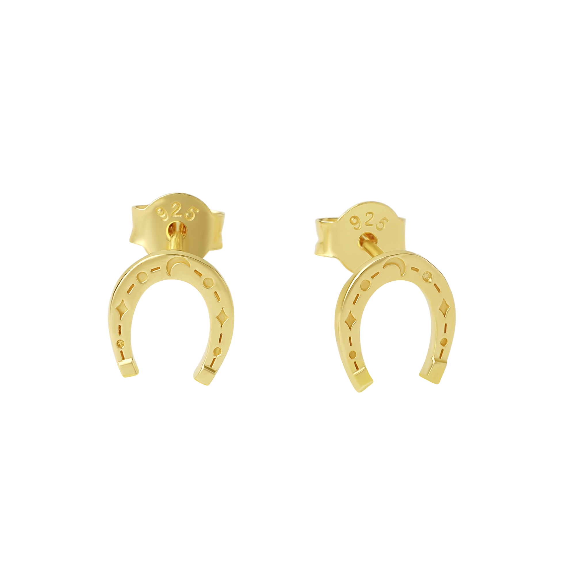 Lucky Horseshoe Studs Gold