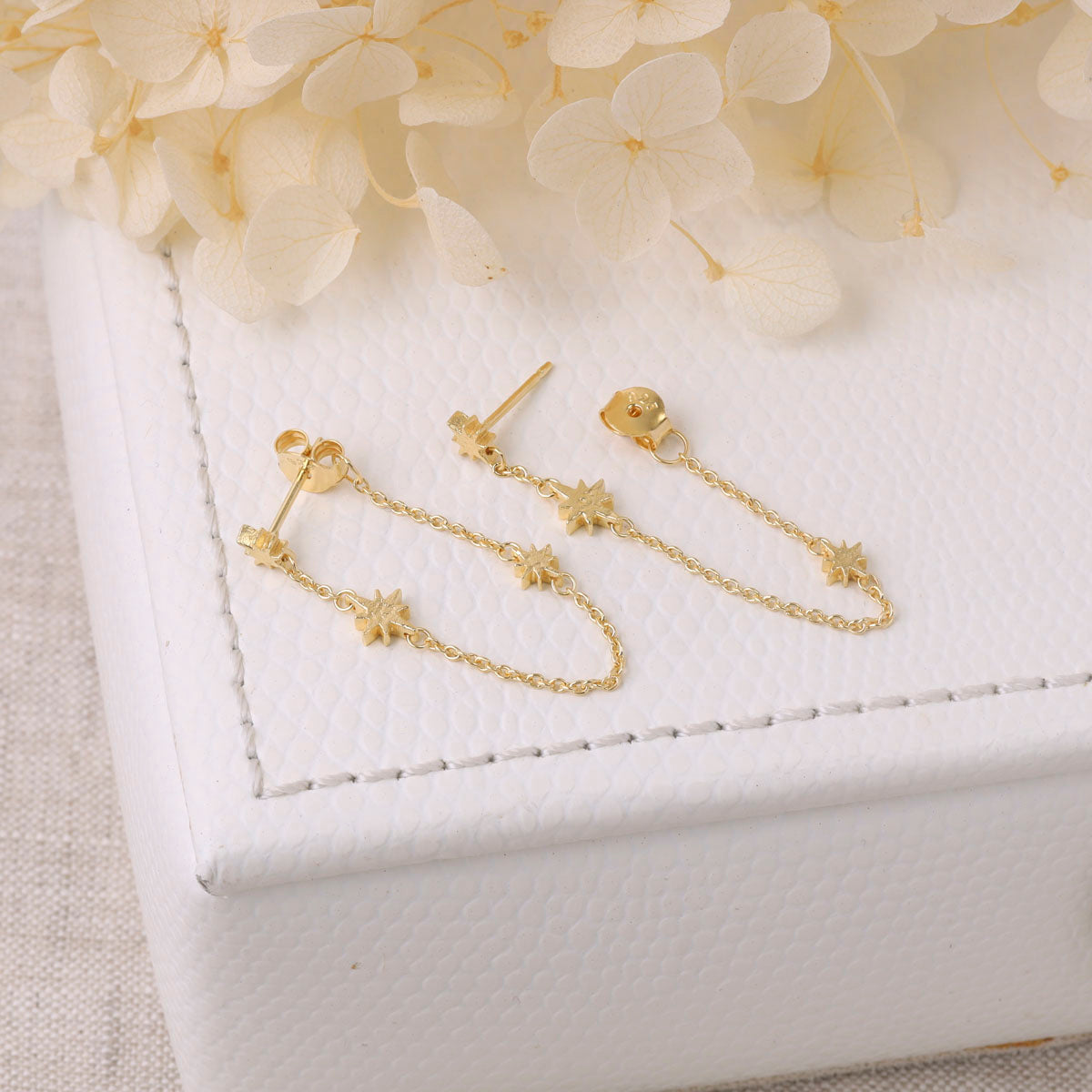 Celestial Ripple Drop Studs Gold