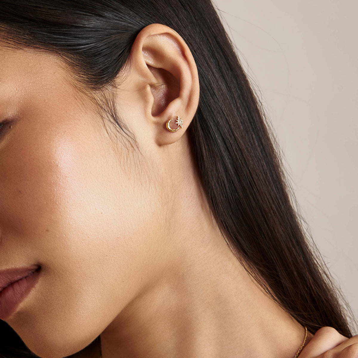 Textured Celestial Studs Gold