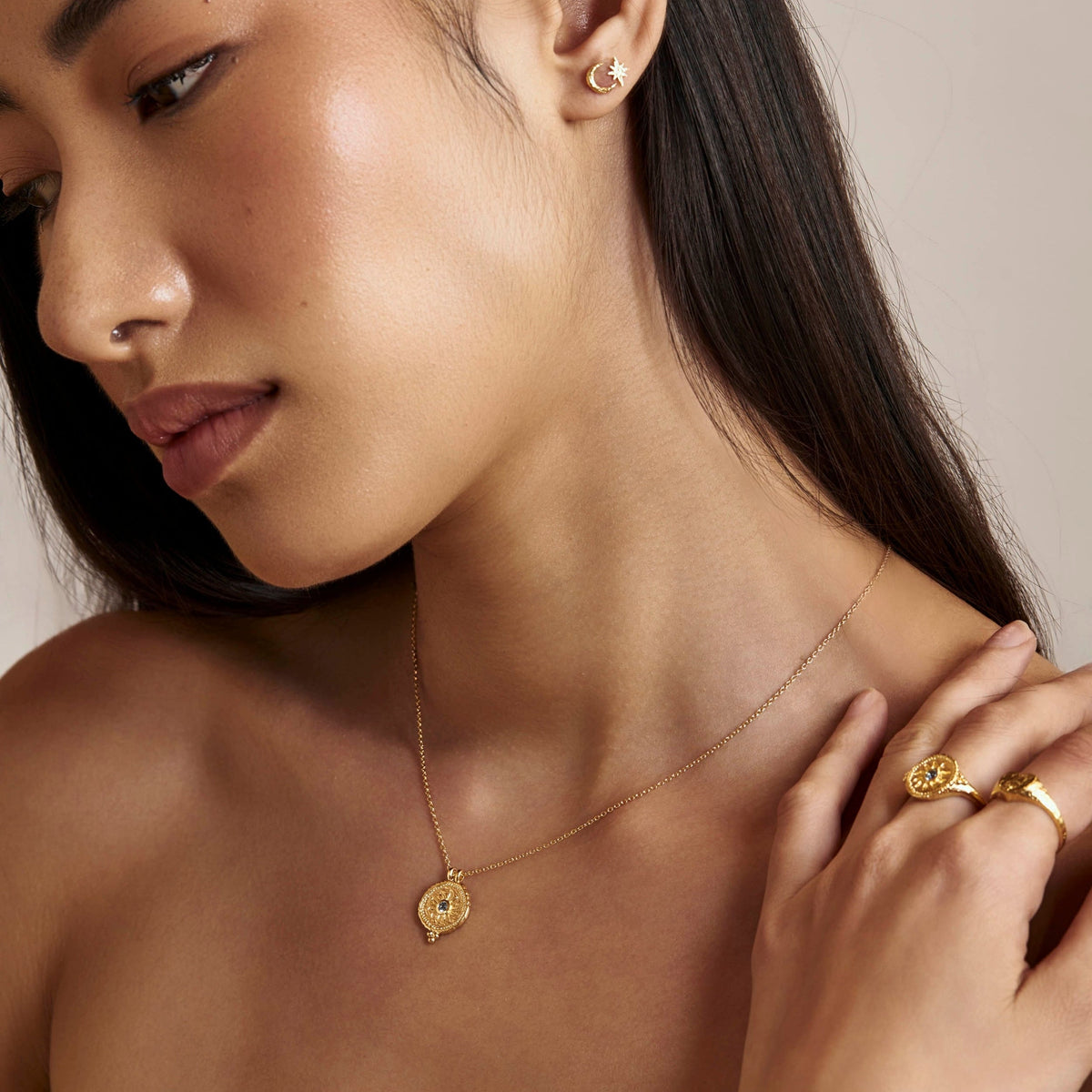 Helios Blue Topaz Necklace Gold