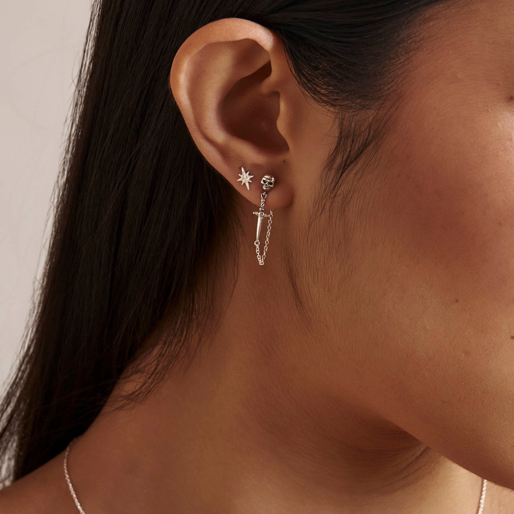 Dagger and Skull Chain Studs