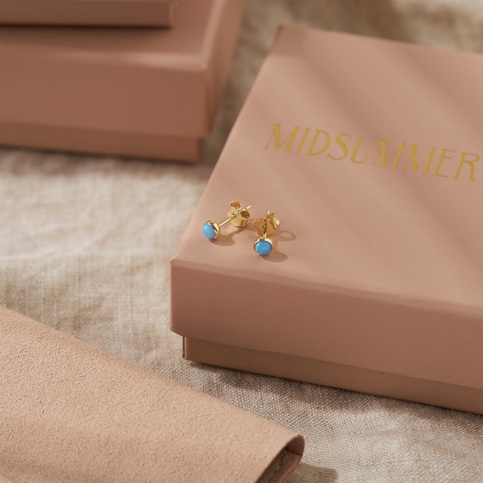 Orb Azure Opal Studs Gold