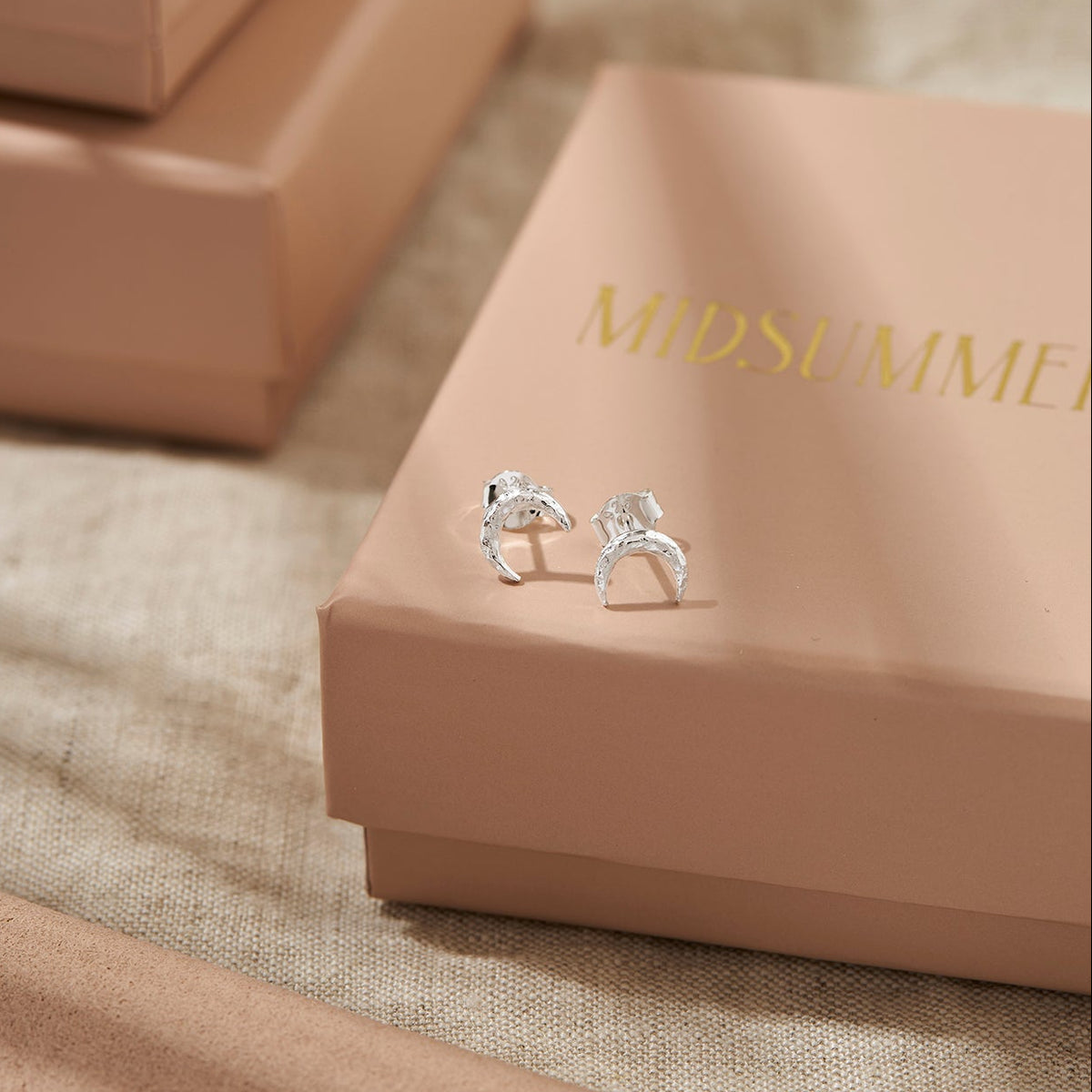 Textured Crescent Studs