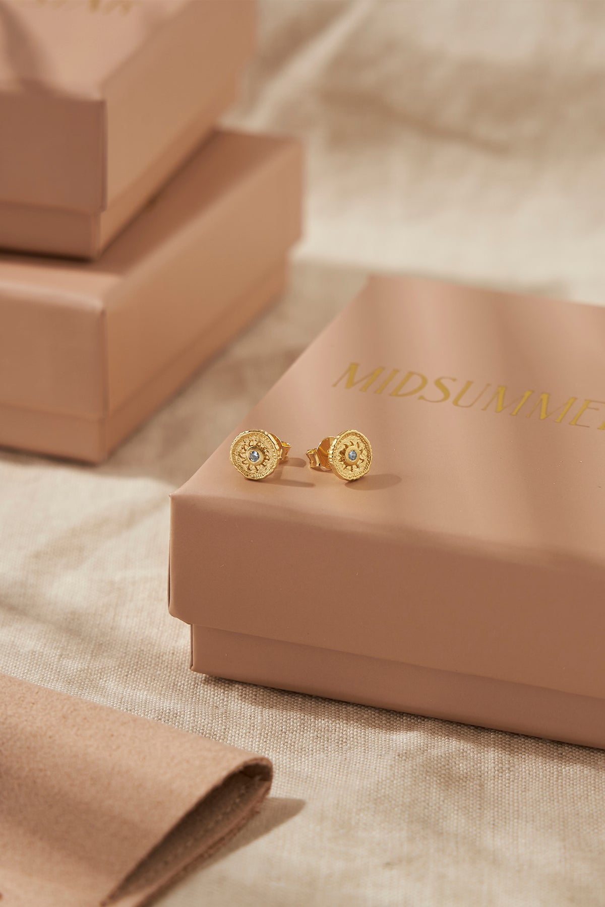 Helios Blue Topaz Studs Gold