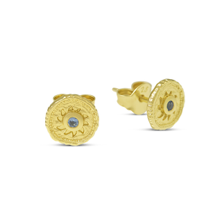 Helios Blue Topaz Studs Gold