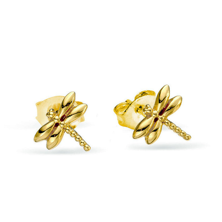 Tiny Dragonfly Studs Gold