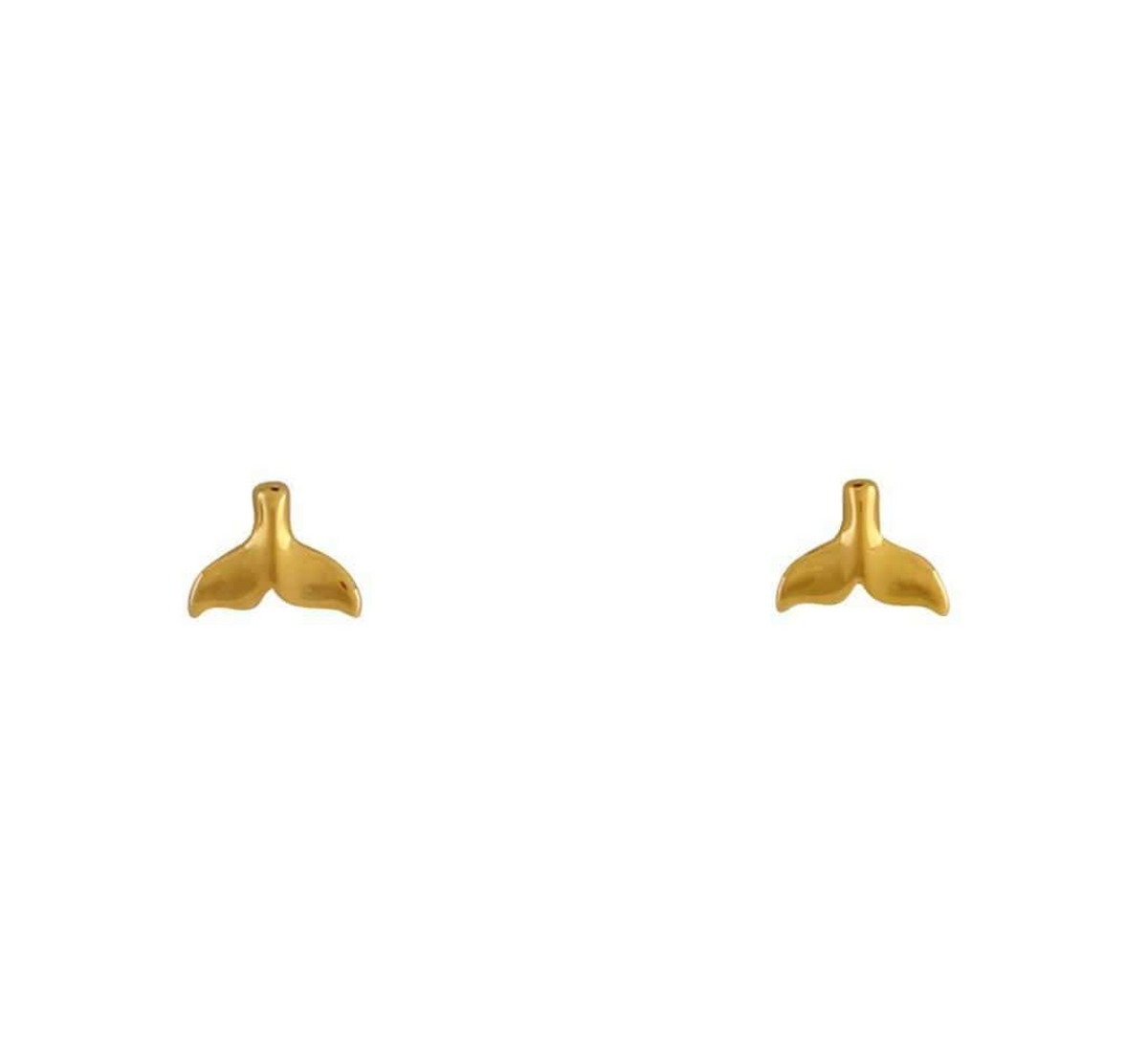 Baby Whale Tail Studs Gold