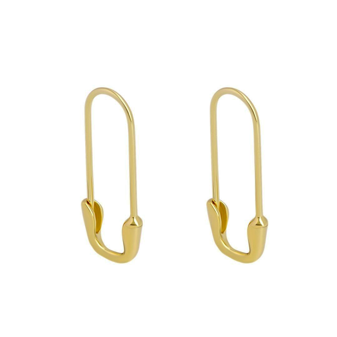 Safety Pin Earrings Gold