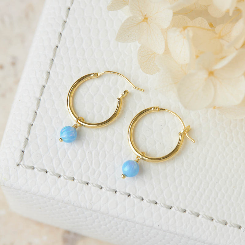 Dainty Opal Hoops Gold