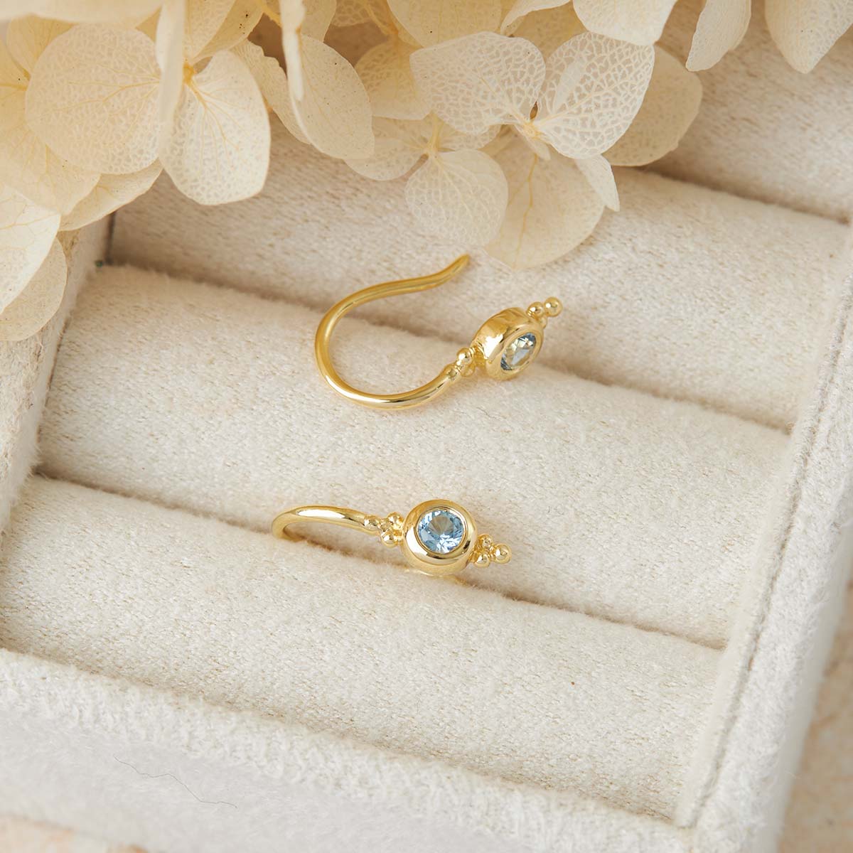 Glisten Blue Topaz Earrings Gold