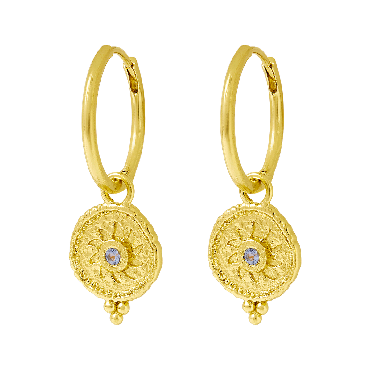 Helios Blue Topaz Huggies Gold