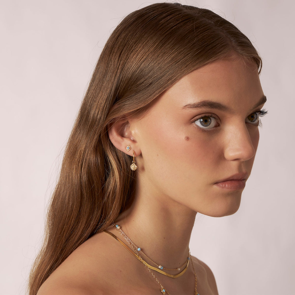 Veya Azure Opal Studs Gold