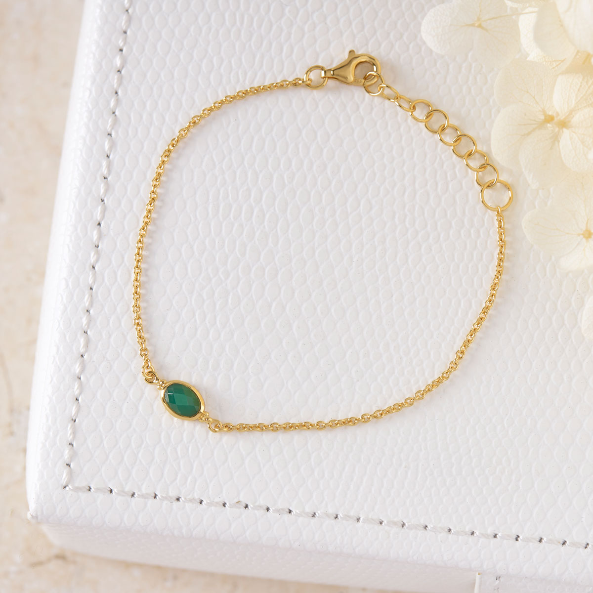 Moon Song Green Onyx Bracelet Gold