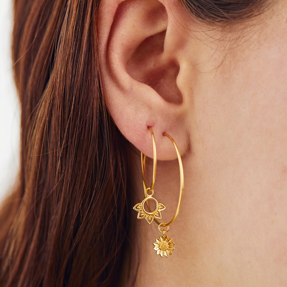 Dainty Sunflower Gold Ear Charms