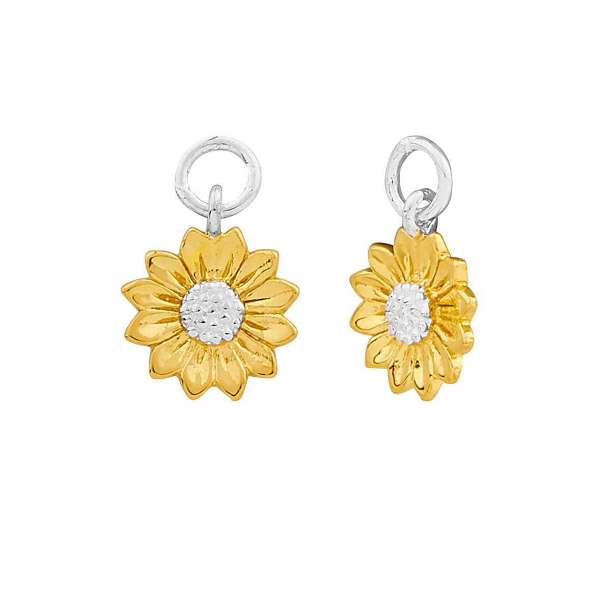 Dainty Sunflower Two Tone Ear Charms