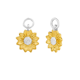 Dainty Sunflower Two Tone Ear Charms
