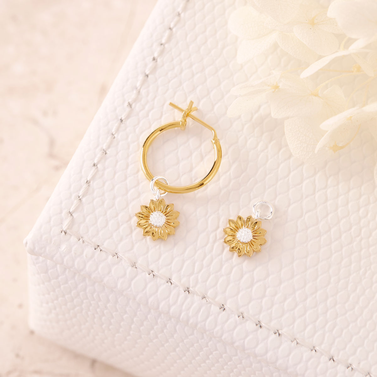 Dainty Sunflower Two Tone Ear Charms