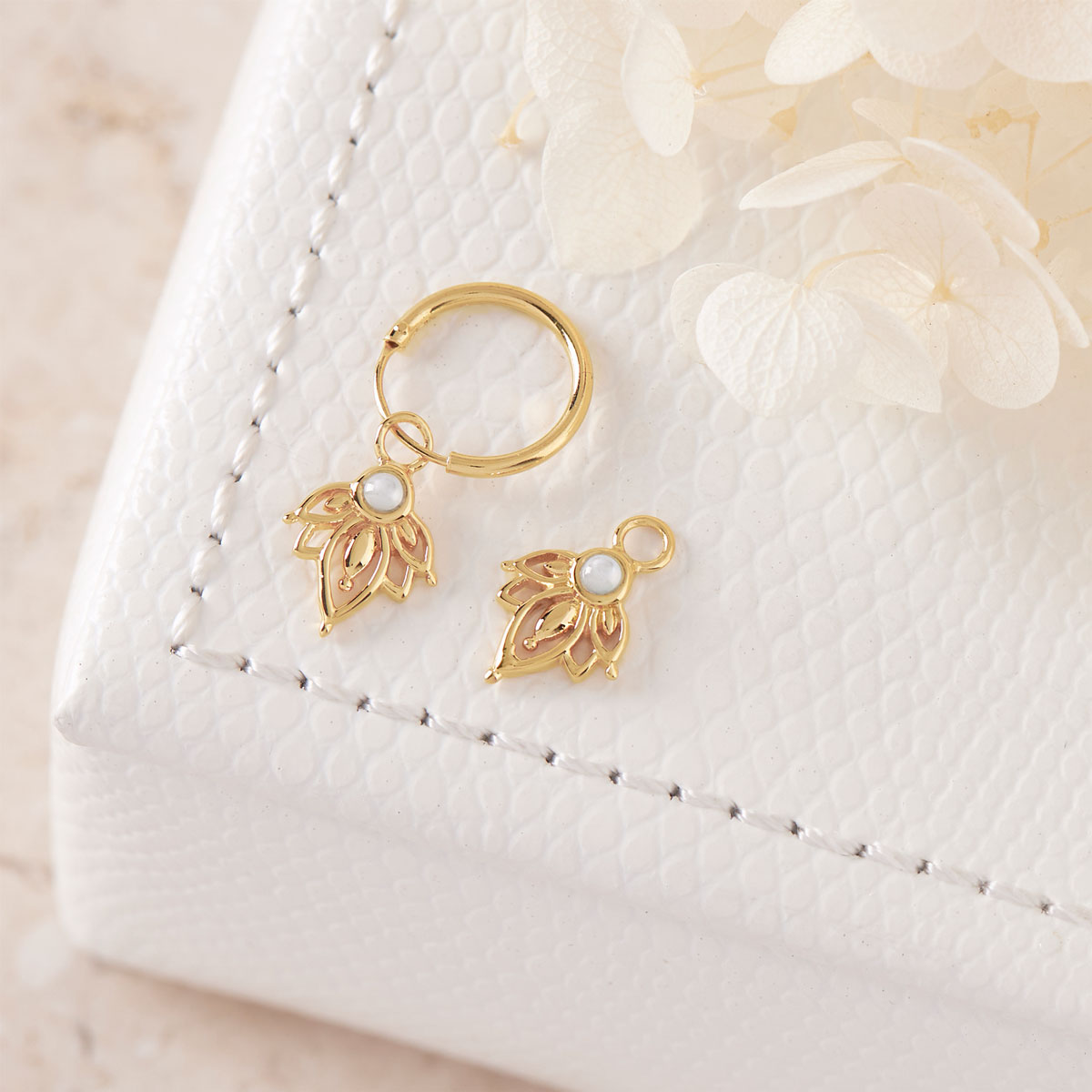 Lotus Shell Ear Charms Gold