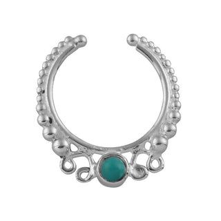 Beaded Stone Septum Ring - Rainbow Moonstone
