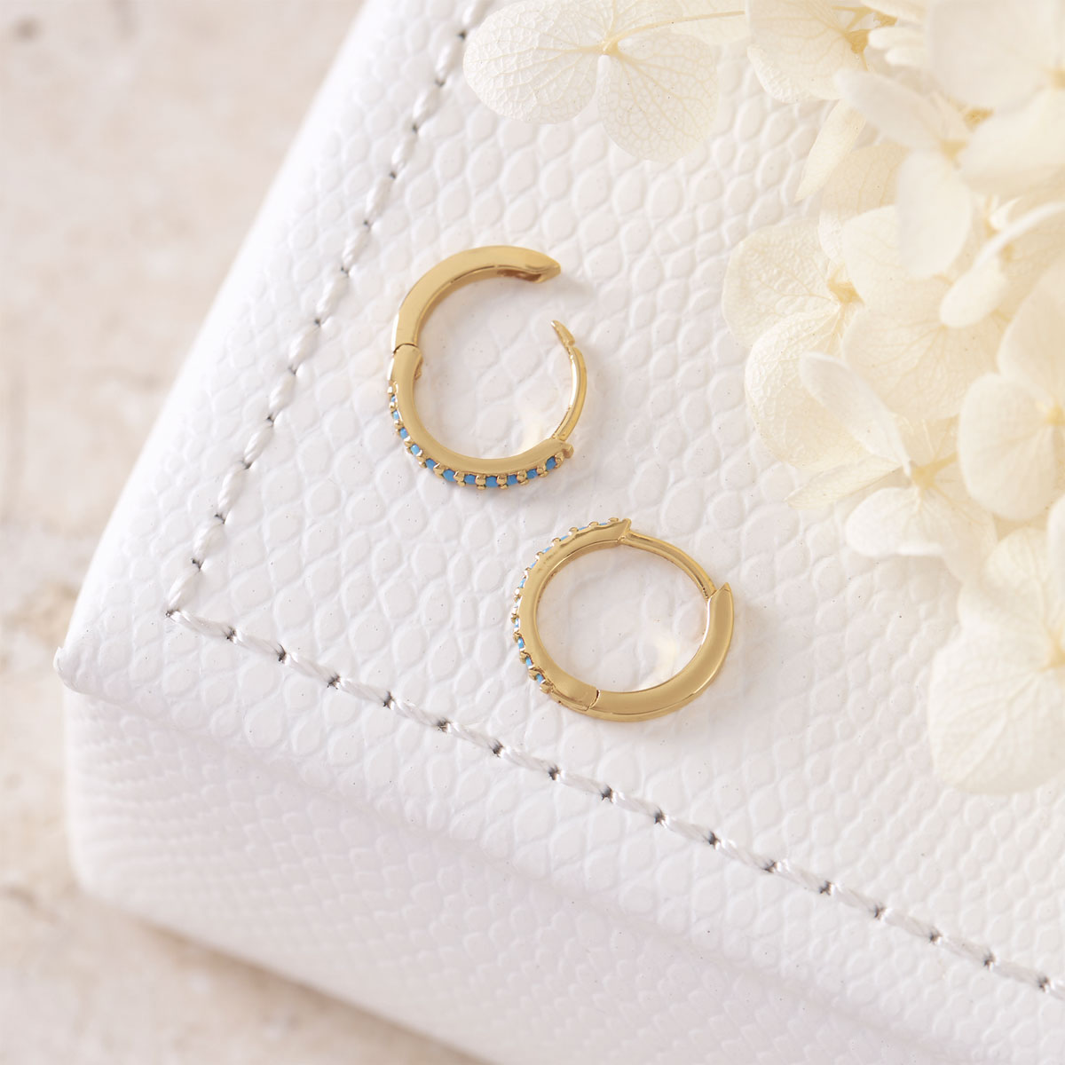 Sparkles Turquoise Huggies Gold