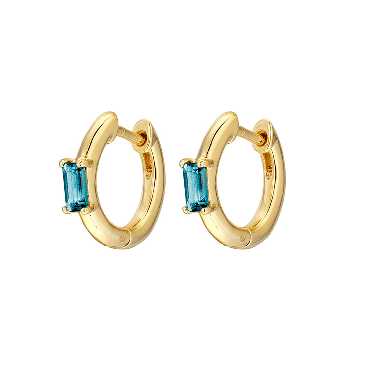 Lumen Baguette London Blue Topaz Huggies