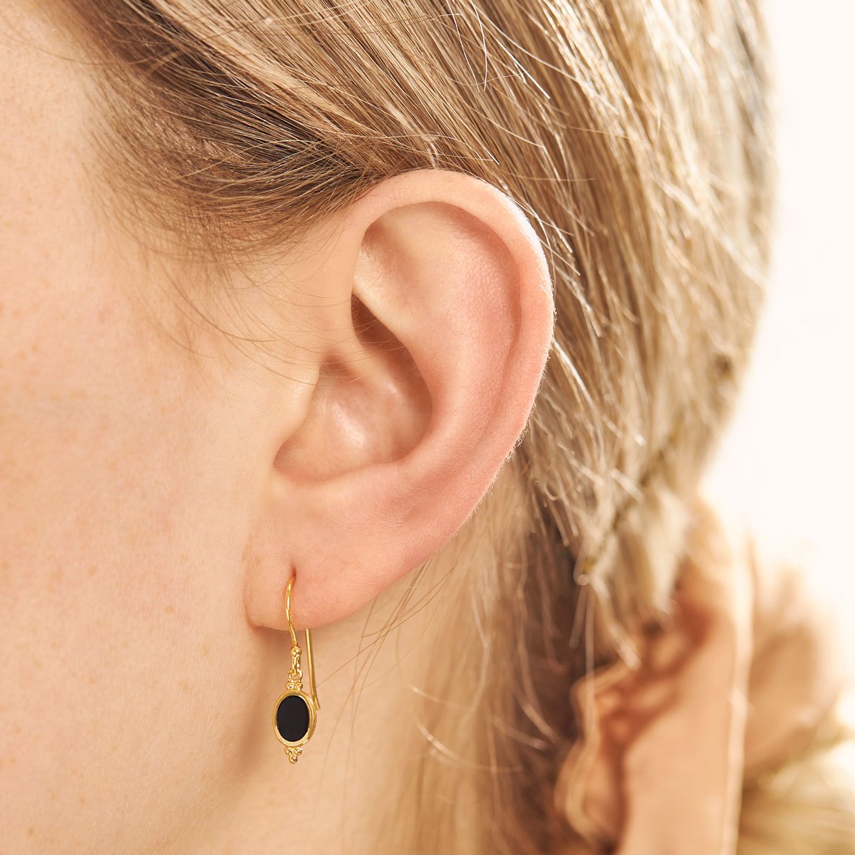 Moon Song Onyx Earrings Gold