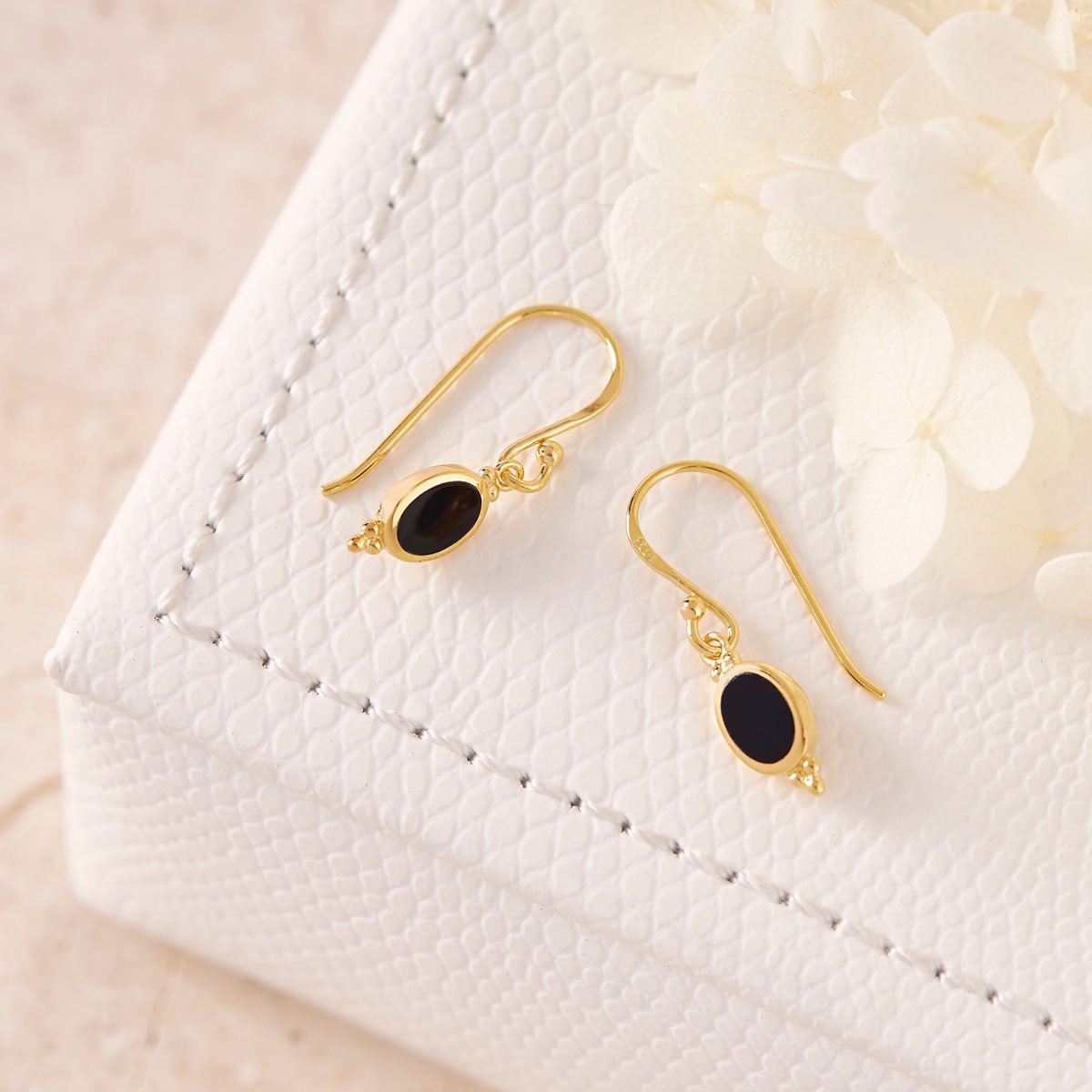 Moon Song Onyx Earrings Gold