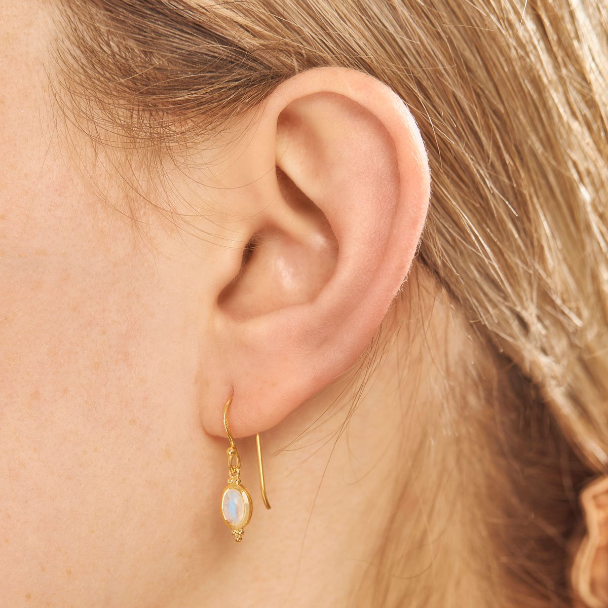 Moon Song Moonstone Earrings Gold