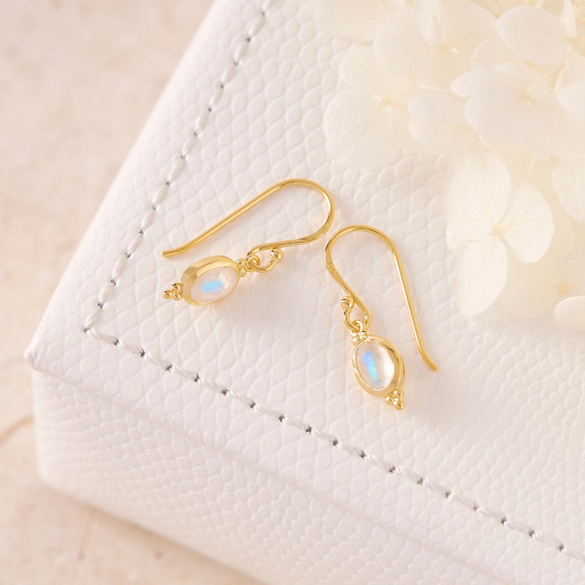 Moon Song Moonstone Earrings Gold