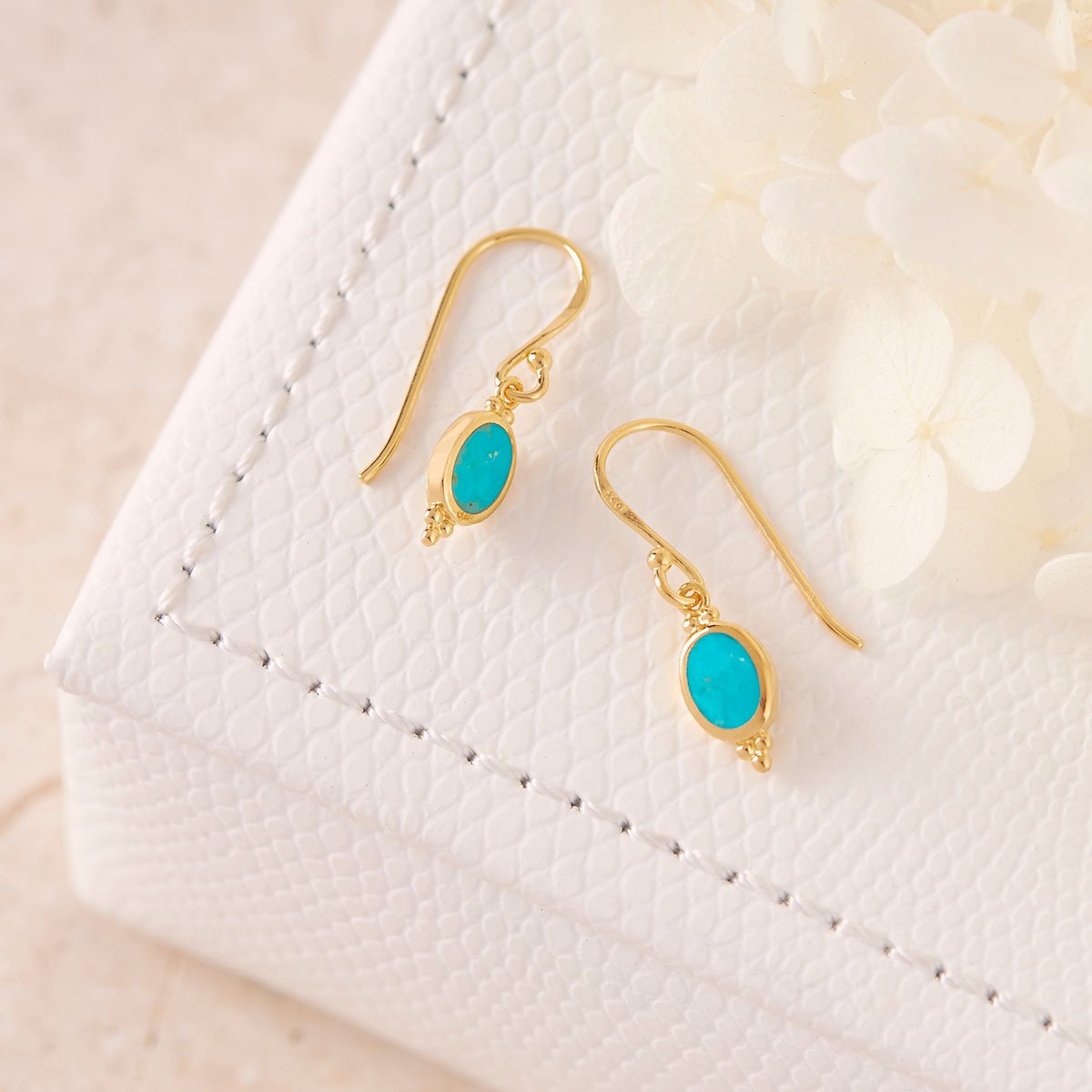 Moon Song Turquoise Earrings Gold