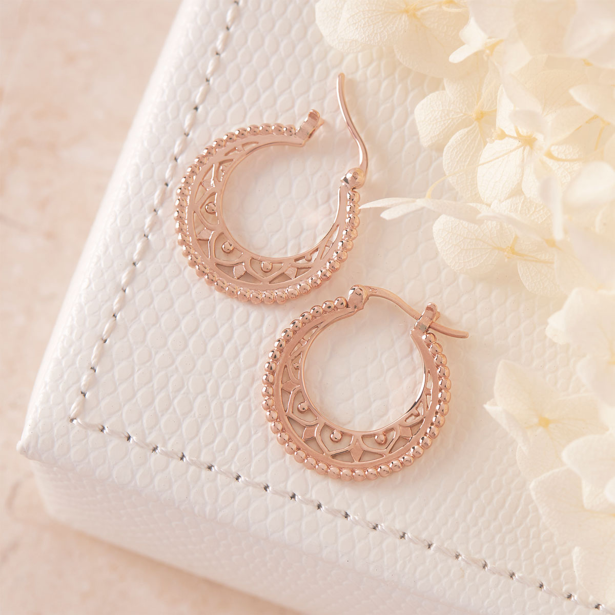 Rose Gold Mandala Disc Hoops