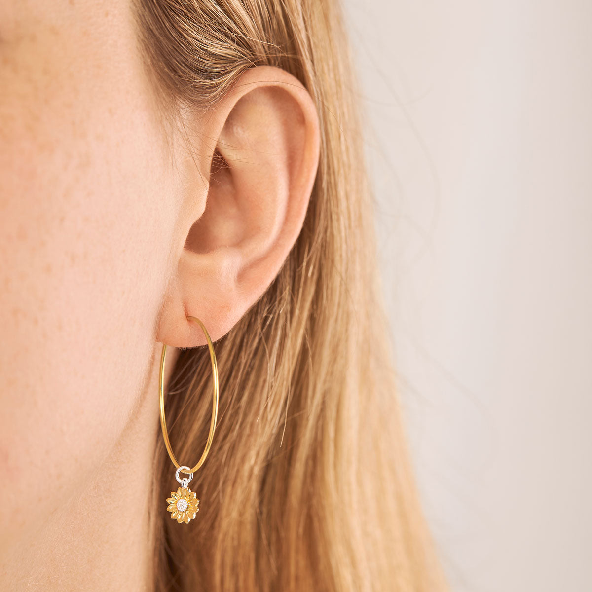 Dainty Sunflower Two Tone Ear Charms